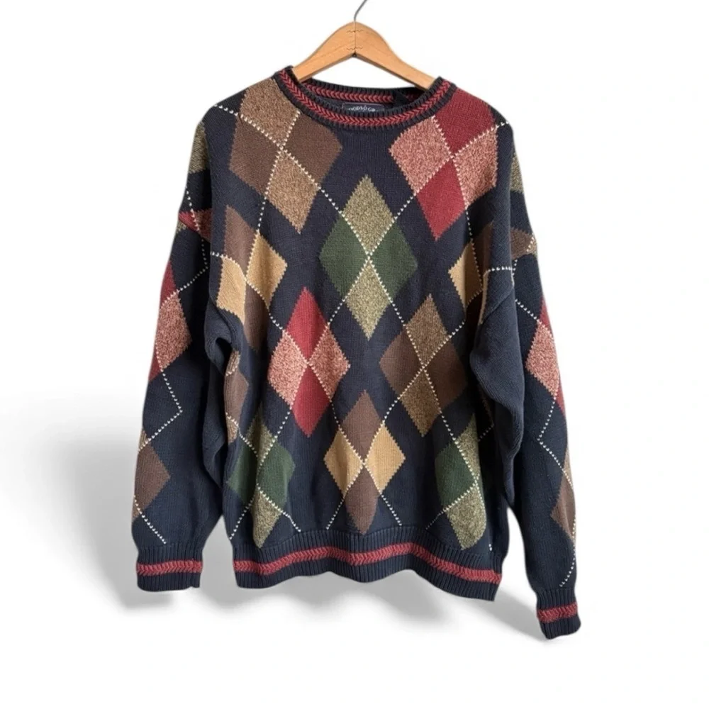 Woods & Gray Argyle Patterned Preppy Men's Sweater XL